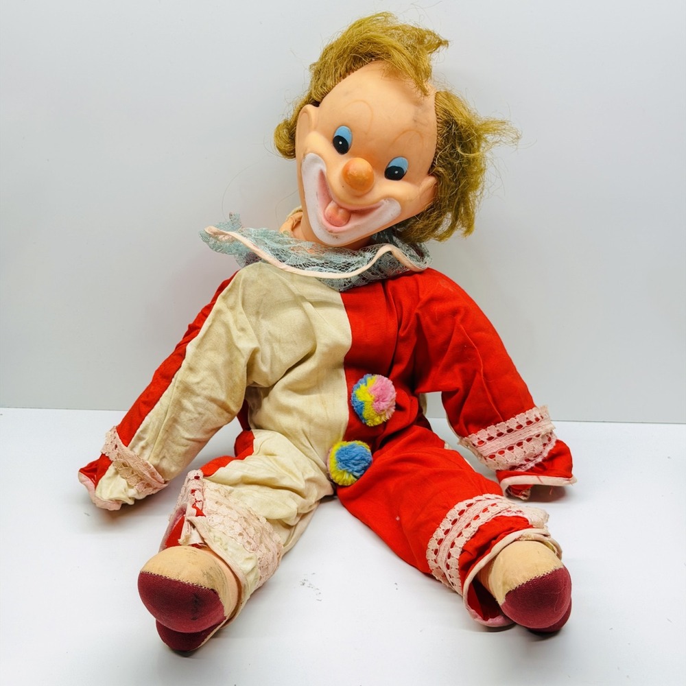 CREEPY SCARY Remco Laughing Clown 18" Toy Doll 60s 70s - Voice Box Not Working